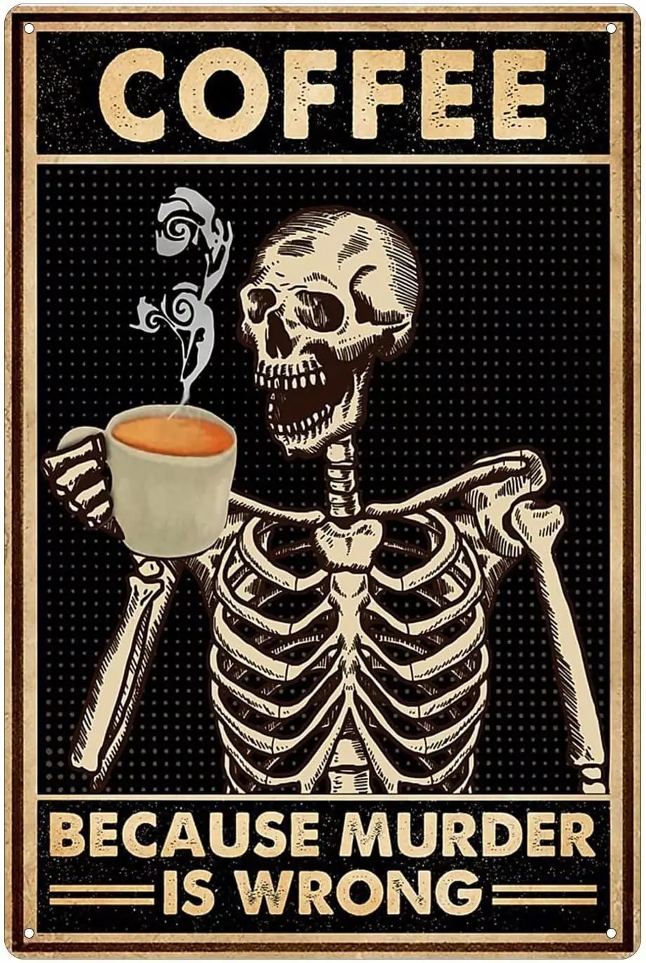 Home Bar And Coffee - Bakaevsm Coffee Skull Tin Sign Old