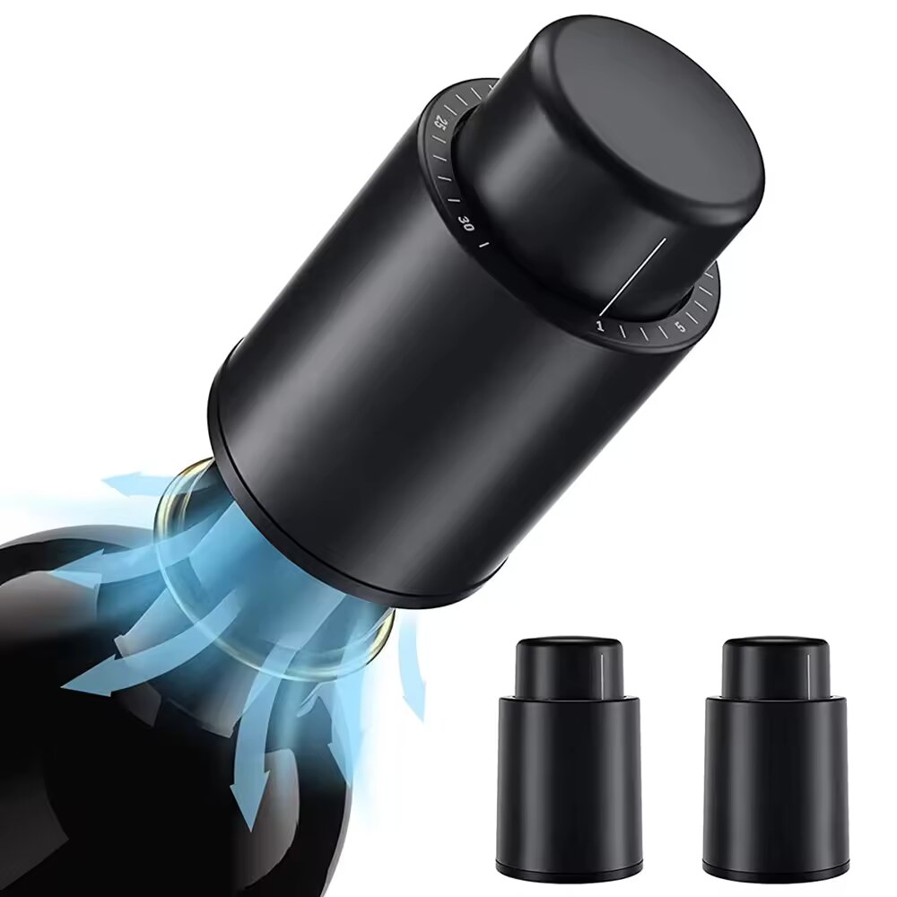 Black Vacuum-Sealed Wine Bottl - Wine Preservation Pump 评论和价格