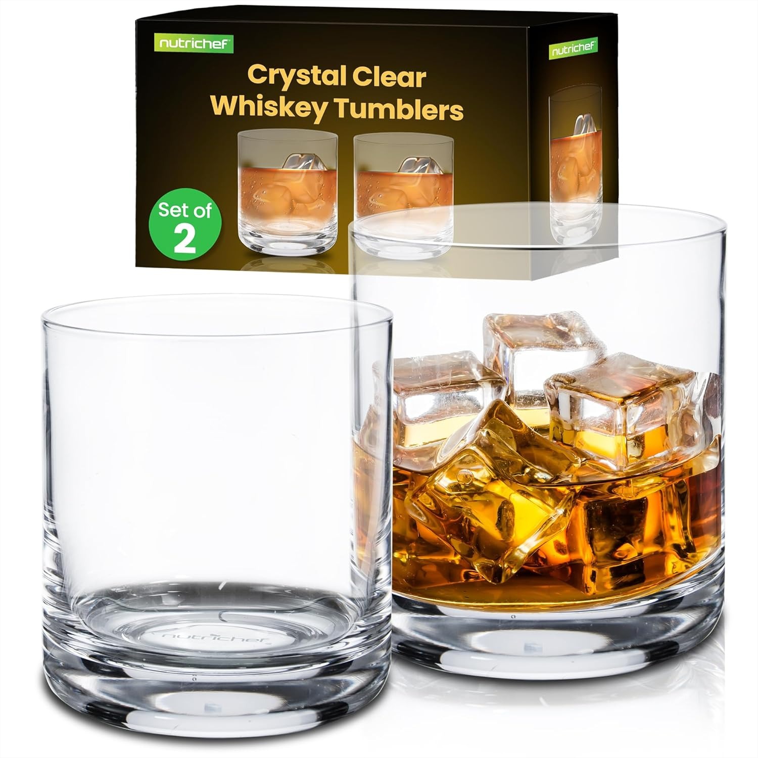 Whiskey Glass Set of 2 – 10 Oz - Old Fashioned Glass 评论和价格