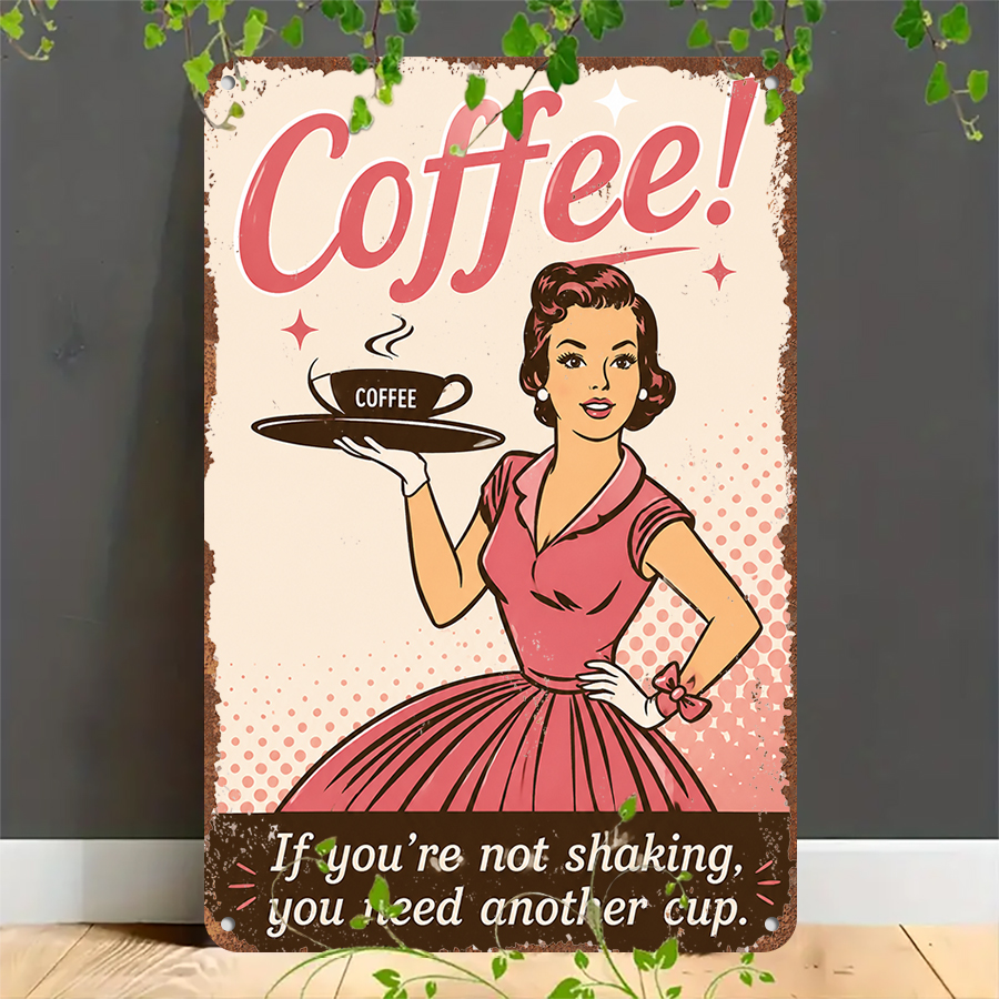 2D flat retro metal tin plate, - Home Bar And Coffee 评论和价格