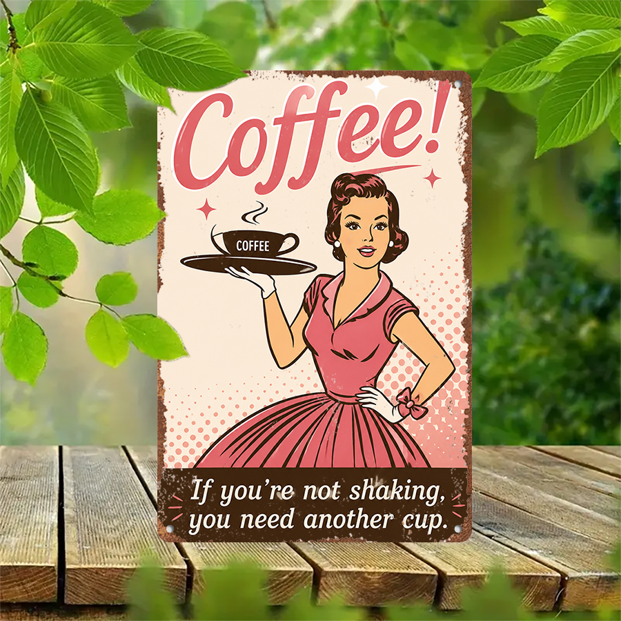 2D flat retro metal tin plate, - Home Bar And Coffee 评论和价格