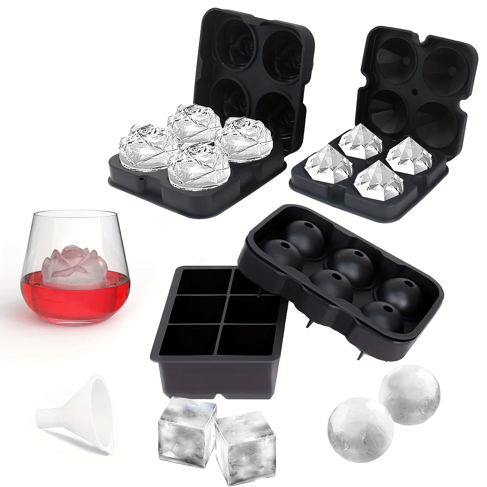 1pc 3D Rose Ice Cube Mold, Squ - Ice Mold Sphere 评论和价格