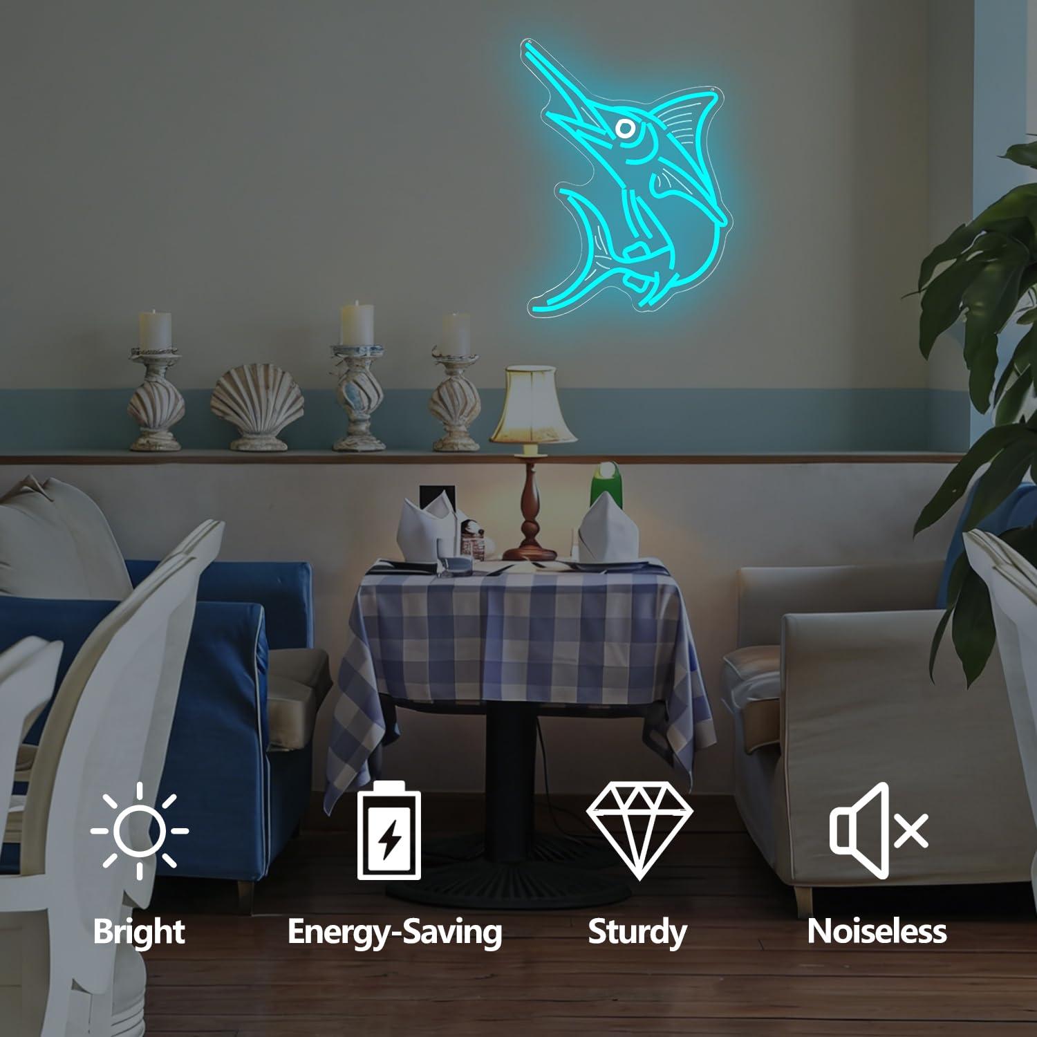 Marlin Fish Neon Sign Deep Sea - Home Bar And Restaurant 评论和价格