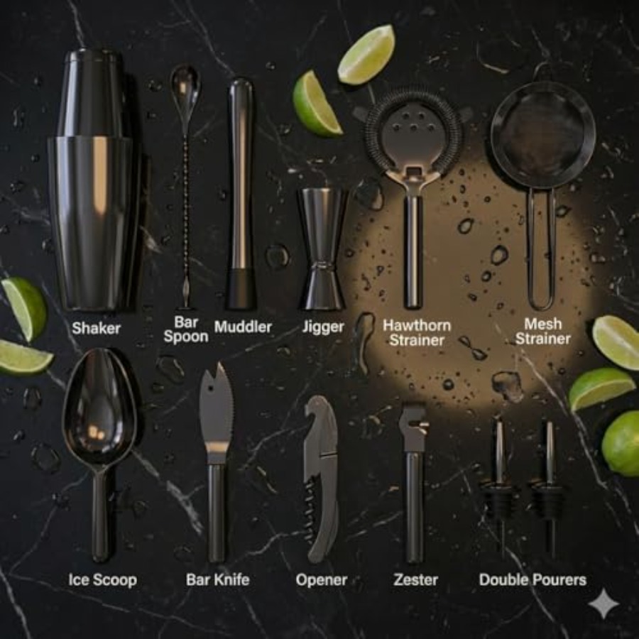 13-Piece Gunmetal Black Stainl - Boston Shaker Set 评论和价格