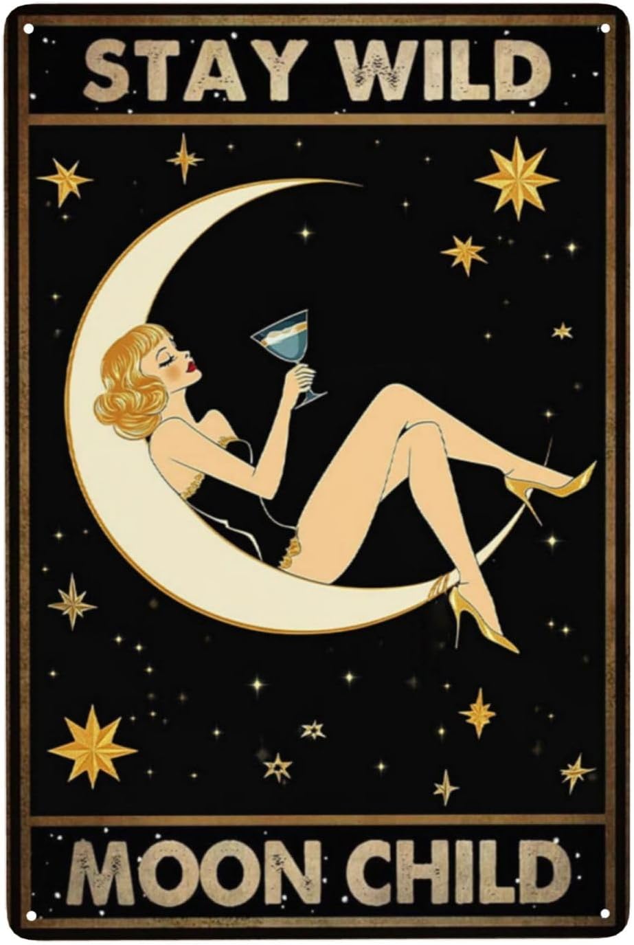Stay Wild Moon Child Tin Sign  - Home Bar Lounge 评论和价格