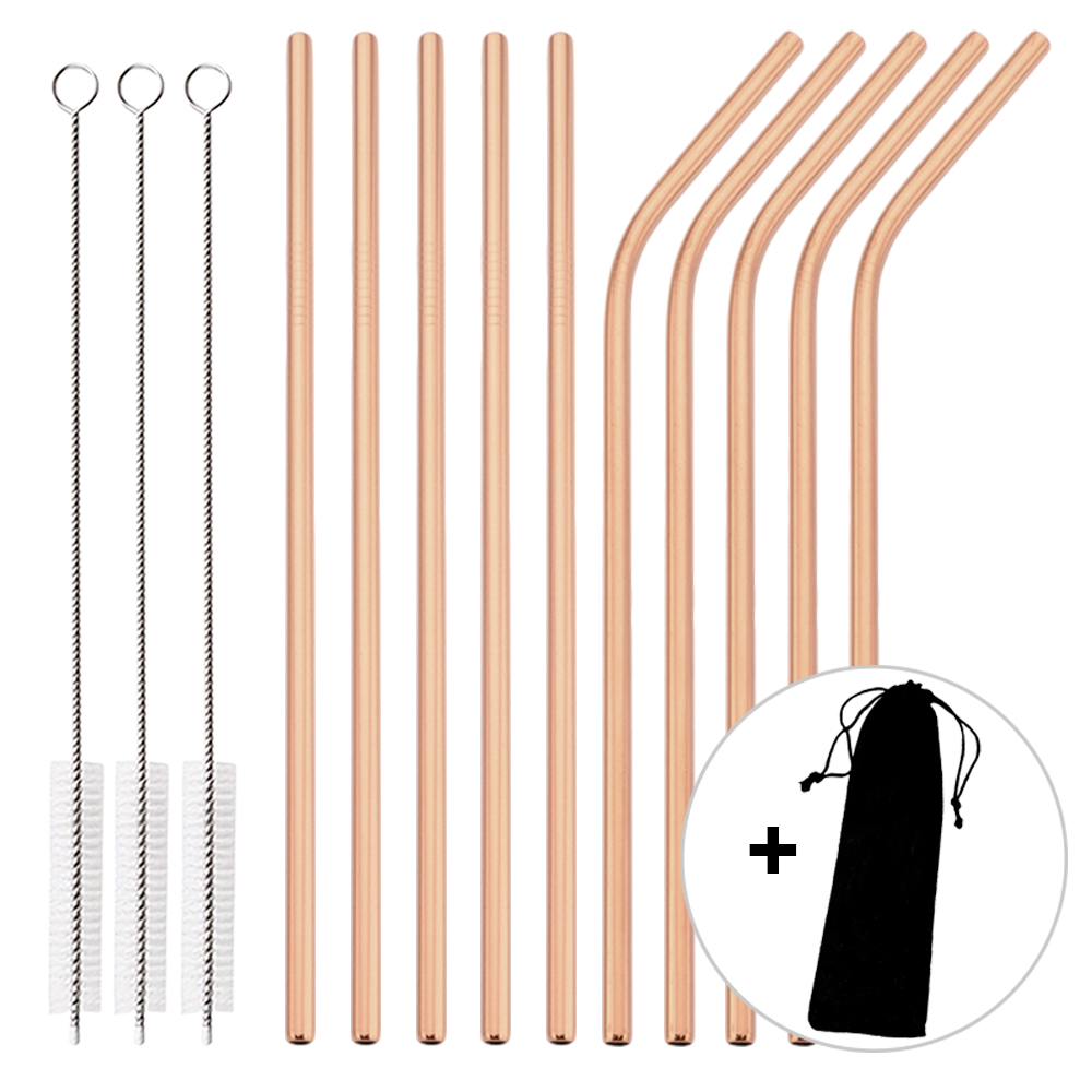 14Pcs Reusable Rose Gold Straw - Home Bar Setup 评论和价格