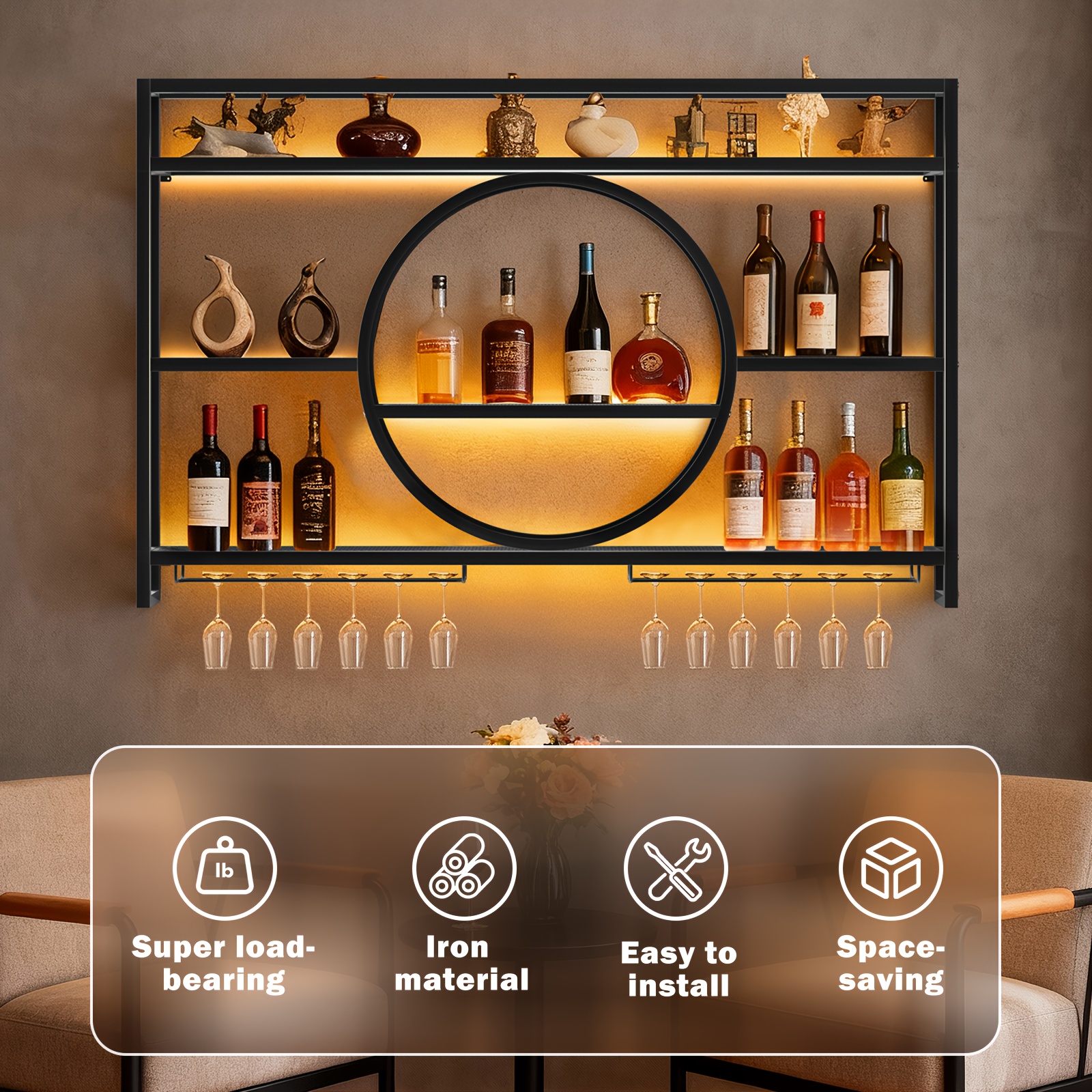 Stylish 3-Tier Wall-Mounted Me - Home Bar Setup 评论和价格