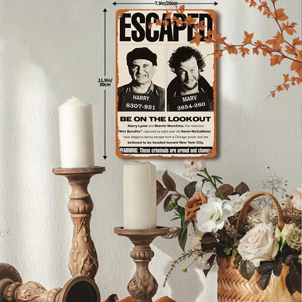 Vintage Home Alone Sign, 1pc 8 - Home Bar And Restaurant 评论和价格