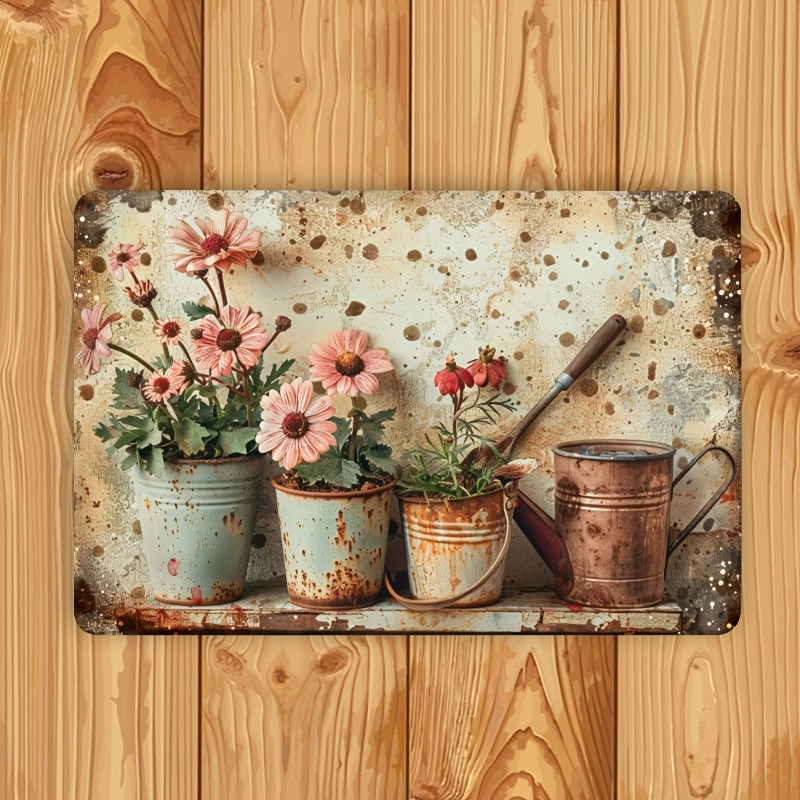 Vintage Floral Metal Tin Sign  - Home Bar And Restaurant 评论和价格
