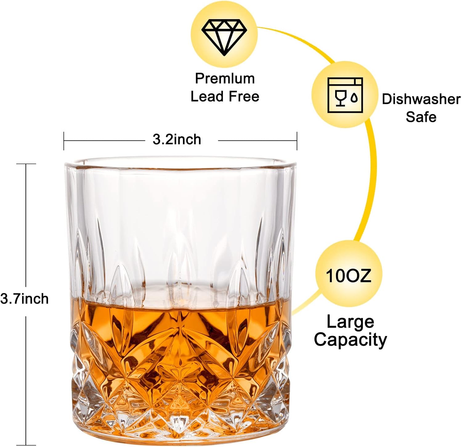 Whiskey Rocks Glass Set of 4 w - Old Fashioned Glass 评论和价格