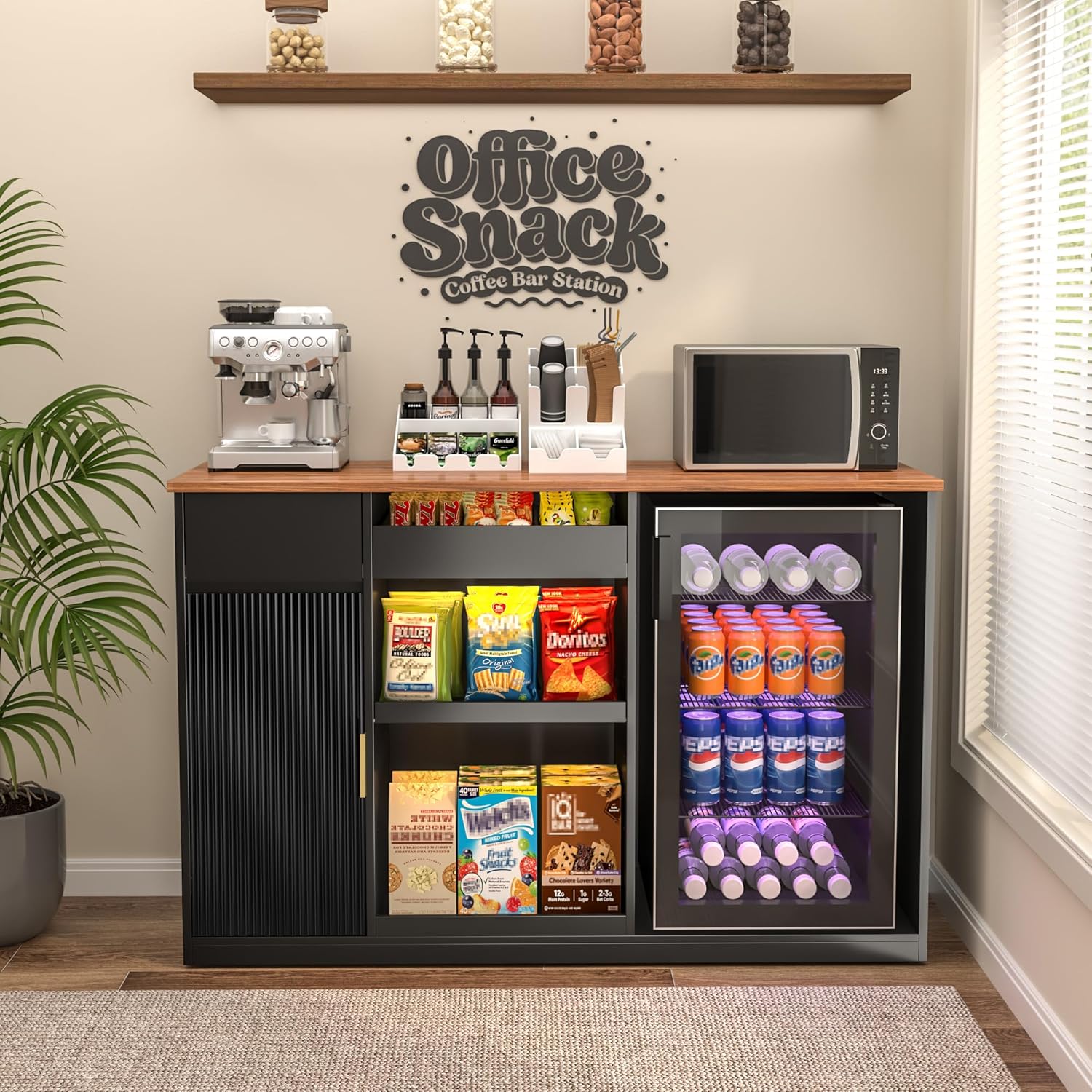 Snack Bar Cabinet with Fridge  - Home Bar Setup 评论和价格