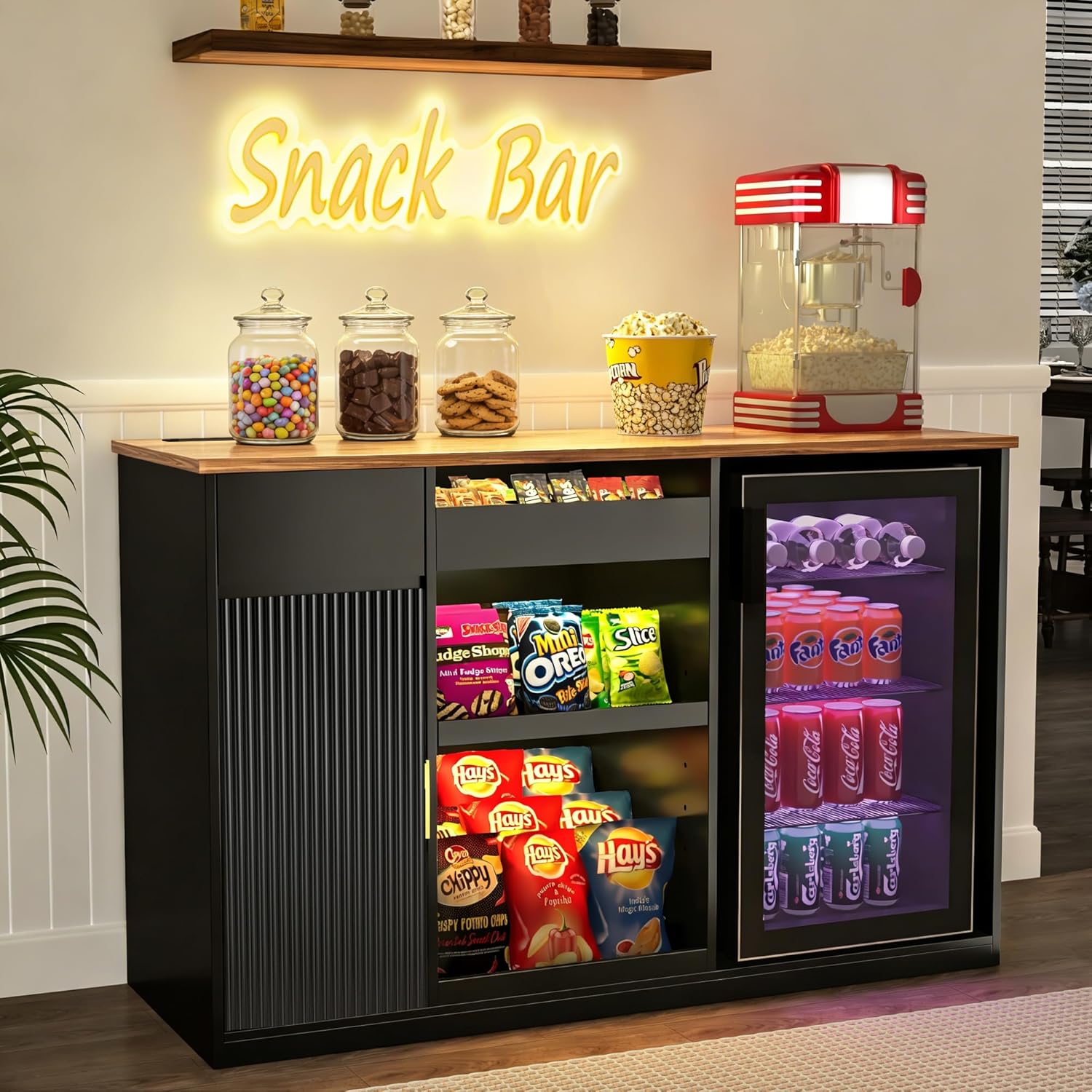 Snack Bar Cabinet with Fridge  - Home Bar Setup 评论和价格