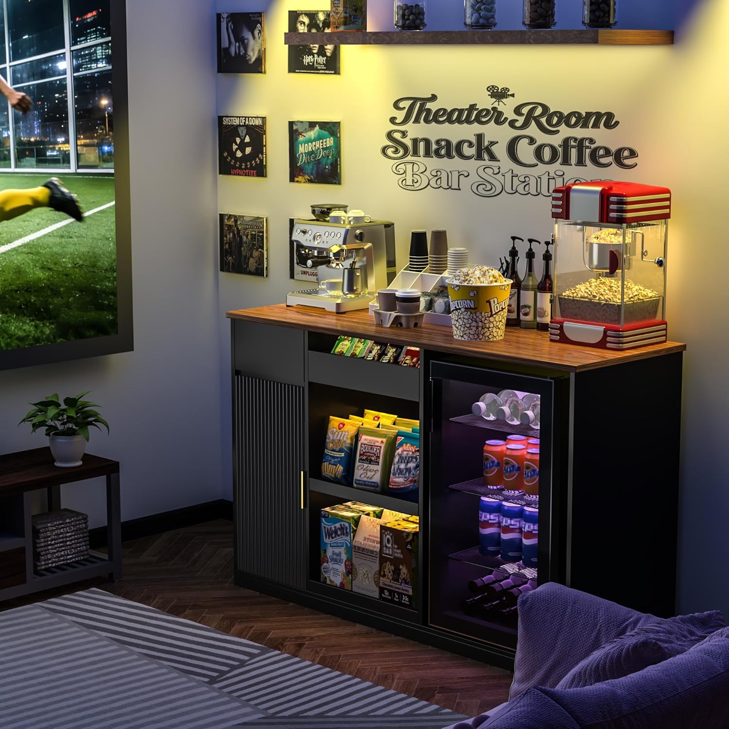 Snack Bar Cabinet with Fridge  - Home Bar Setup 评论和价格