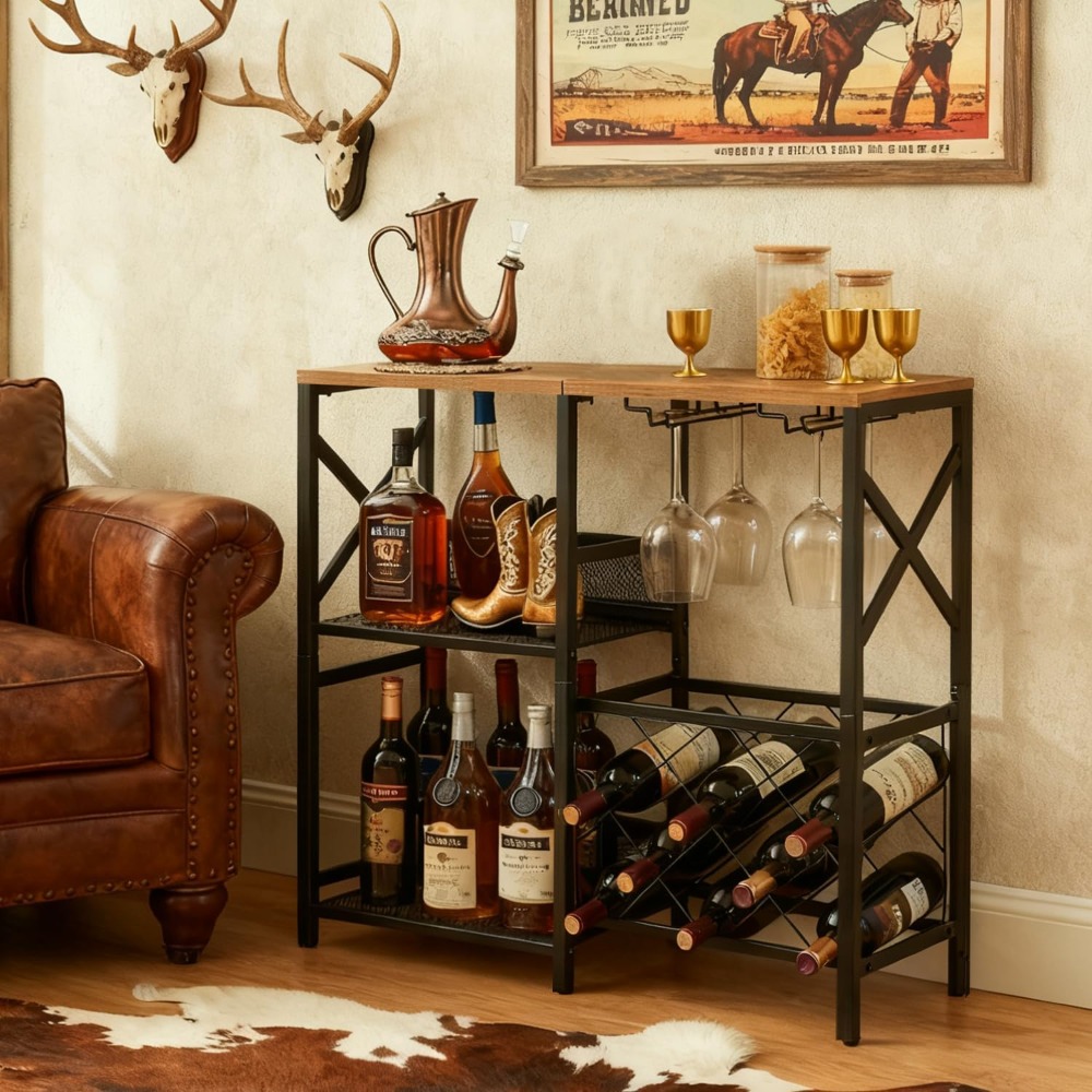 Rustic Freestanding Wine Rack  - Home Bar And Cabinet 评论和价格
