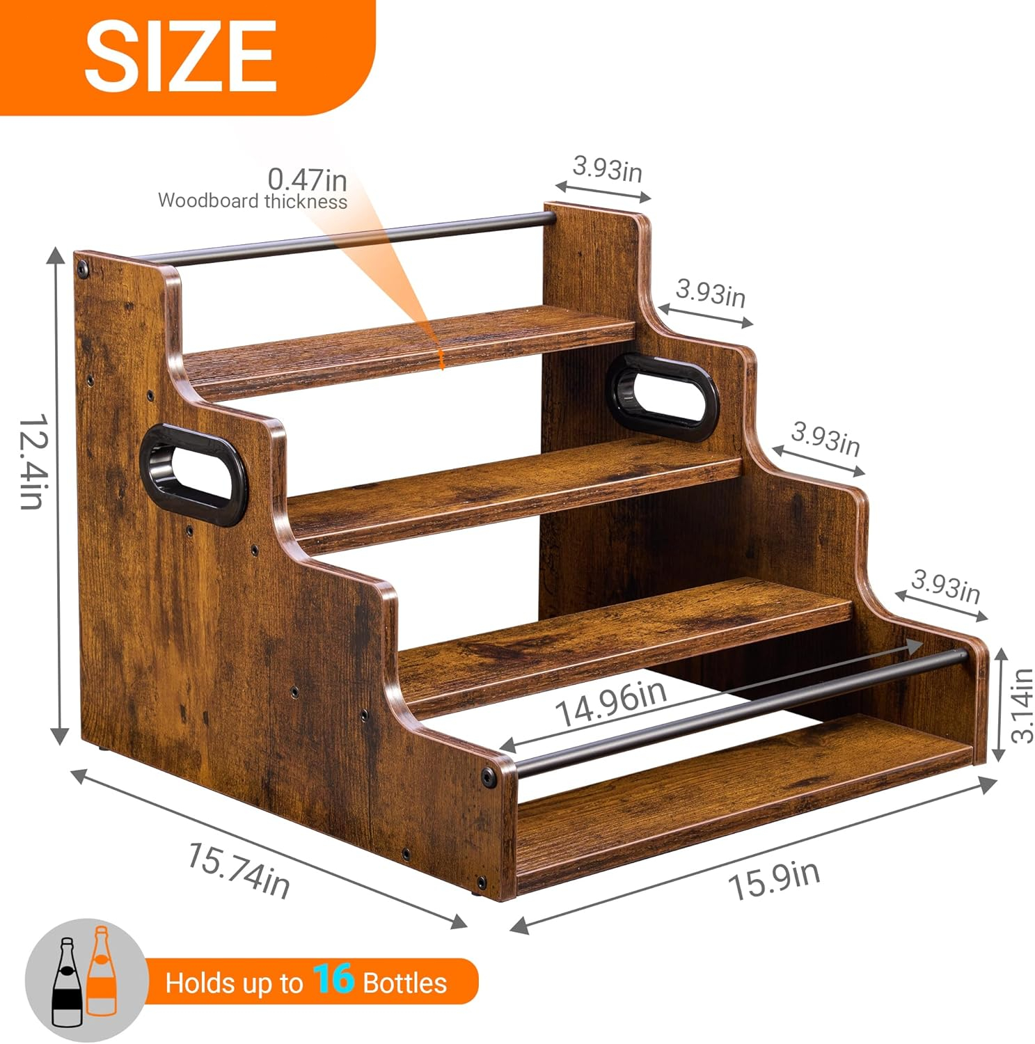 Liquor Bottle Display Shelf, C - Home Bar And Cabinet 评论和价格