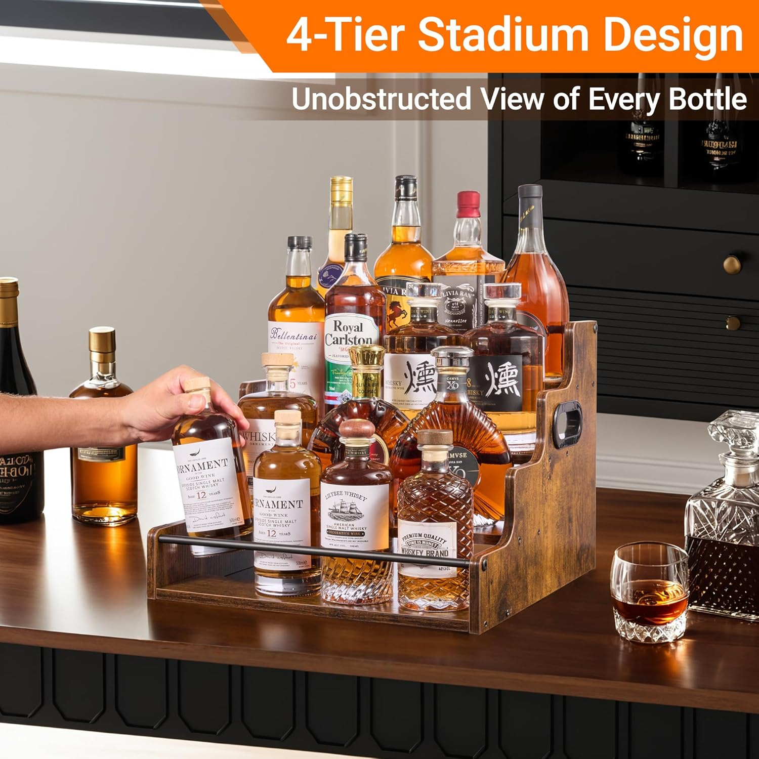 Liquor Bottle Display Shelf, C - Home Bar And Cabinet 评论和价格