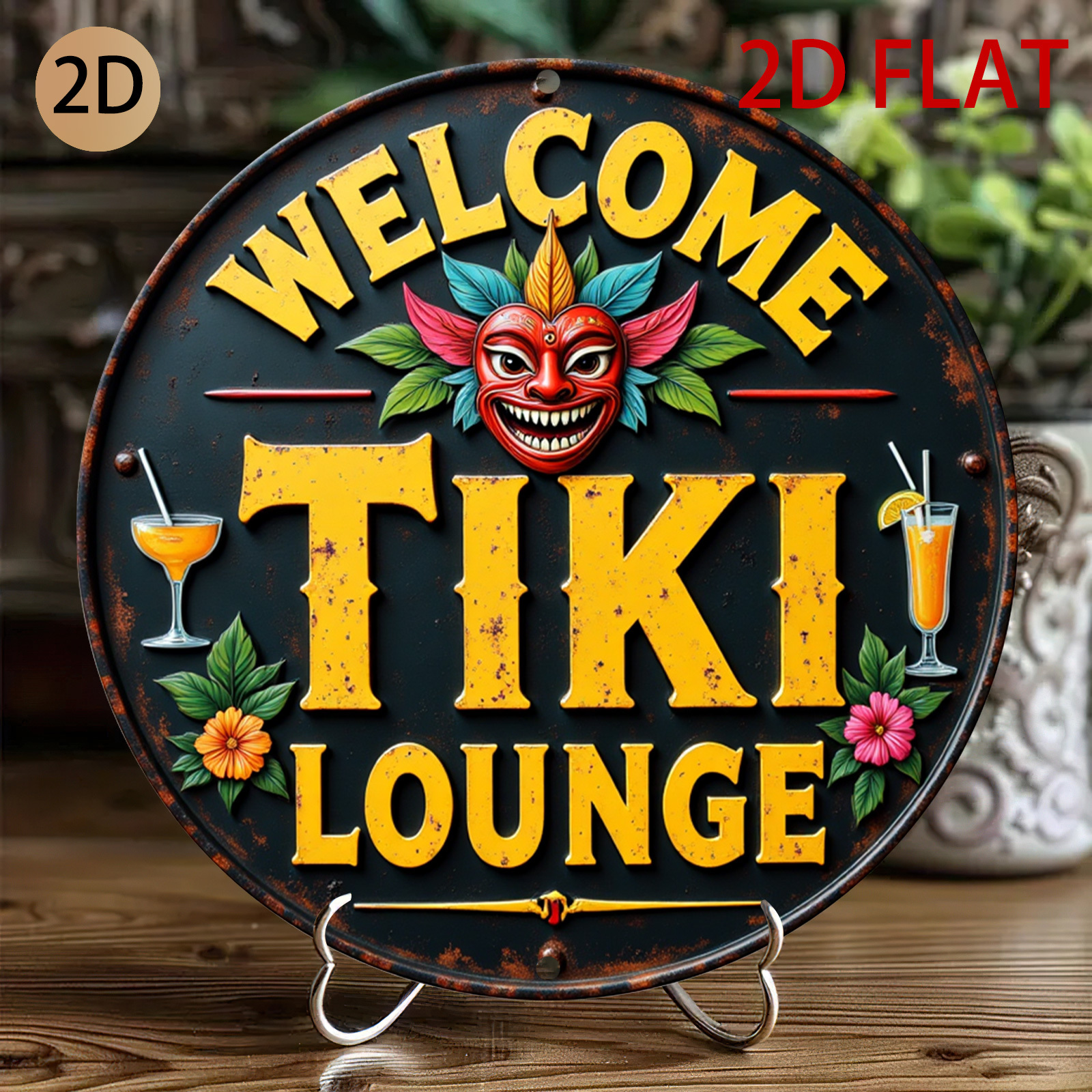 Retro Tiki Lounge Sign - Tropi - Home Bar Lounge 评论和价格