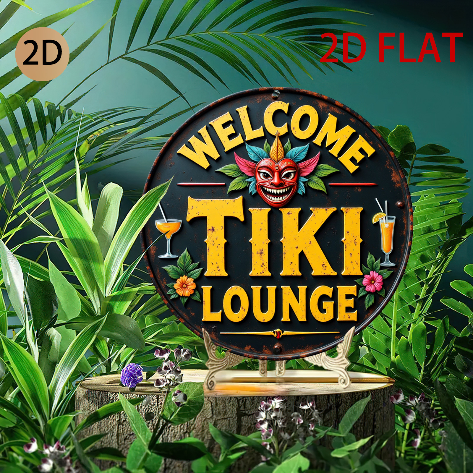 Retro Tiki Lounge Sign - Tropi - Home Bar Lounge 评论和价格